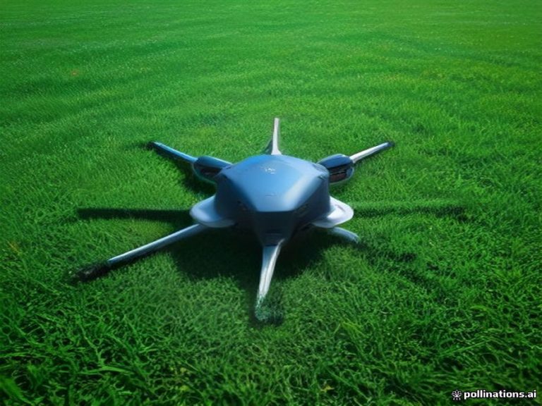 A GPS quadcopter prepared on a launch pad in an open field.